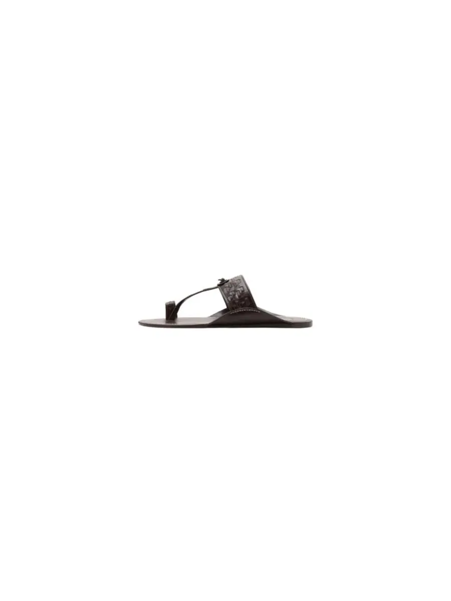 Сандалии Leather Sandal With Stitch Detail MANGO — изображение 3 из 4, шоколад