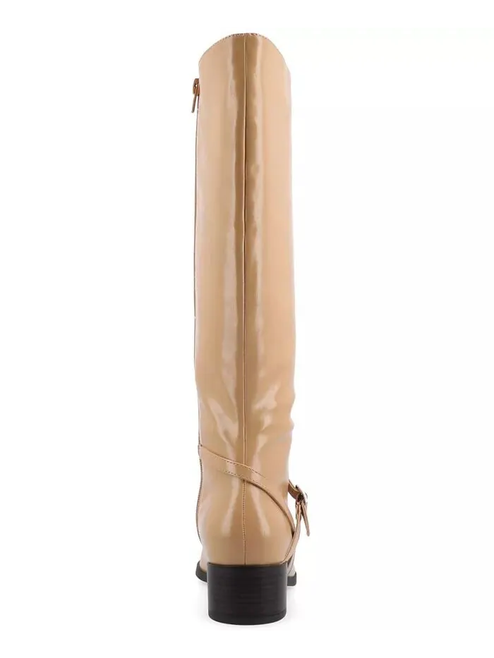 Женские сапоги для верховой езды Rhianah Wide Width Wide Calf Heel с высоким коленом Journee — изображение 3 из 8, бежевый