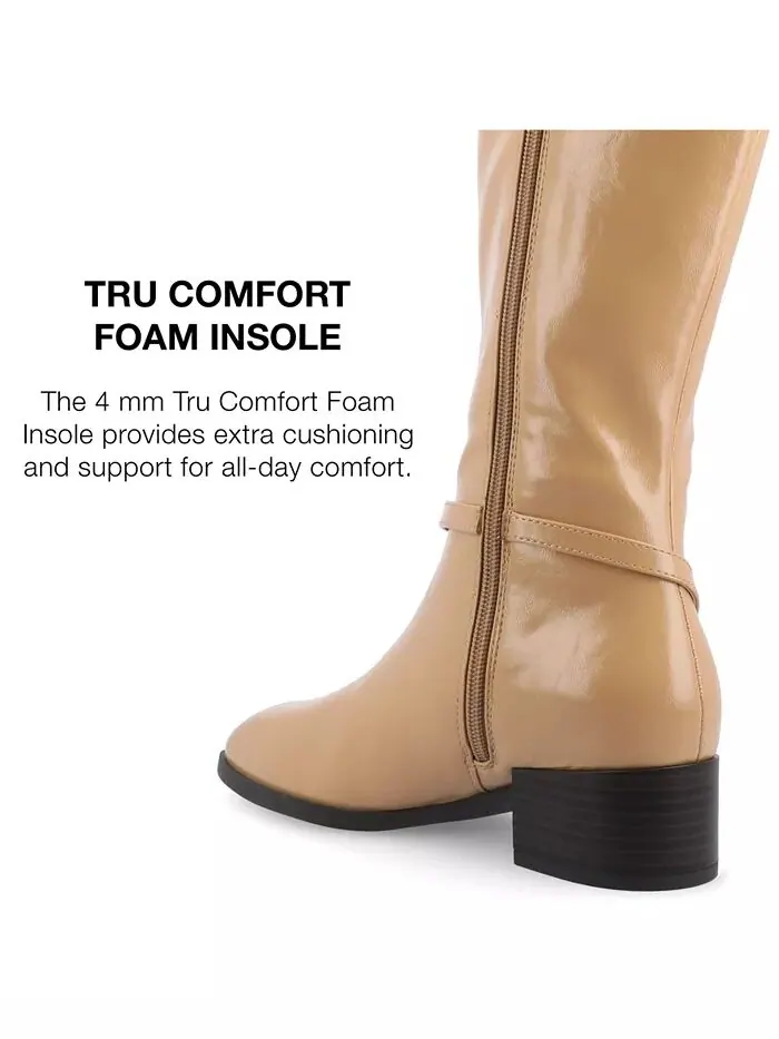 Женские сапоги для верховой езды Rhianah Wide Width Wide Calf Heel с высоким коленом Journee — изображение 8 из 8, бежевый