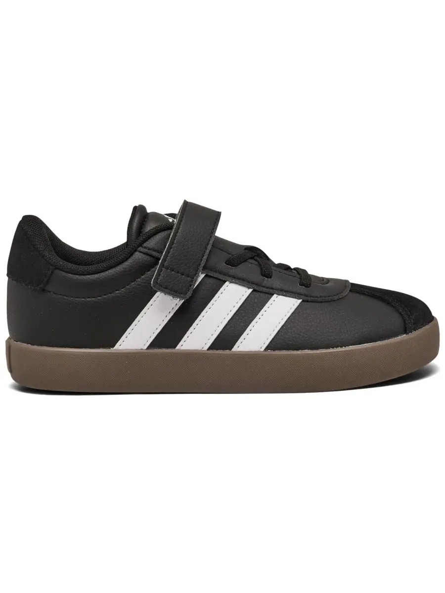 Детские повседневные кроссовки VL Court 3.0 с застежкой-ремешком от Finish Line Adidas — изображение 2 из 6, черный белый