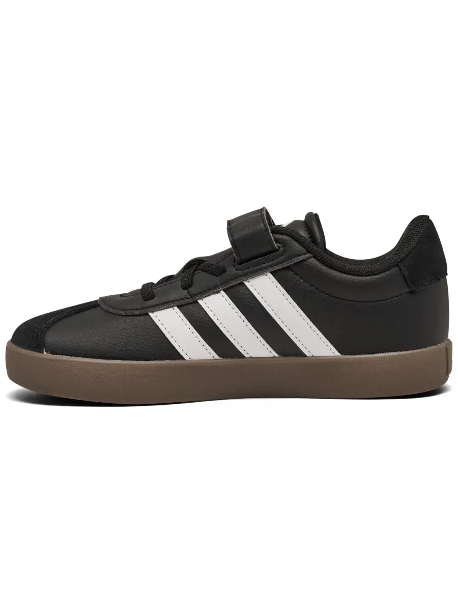 Детские повседневные кроссовки VL Court 3.0 с застежкой-ремешком от Finish Line Adidas — изображение 3 из 6, черный белый