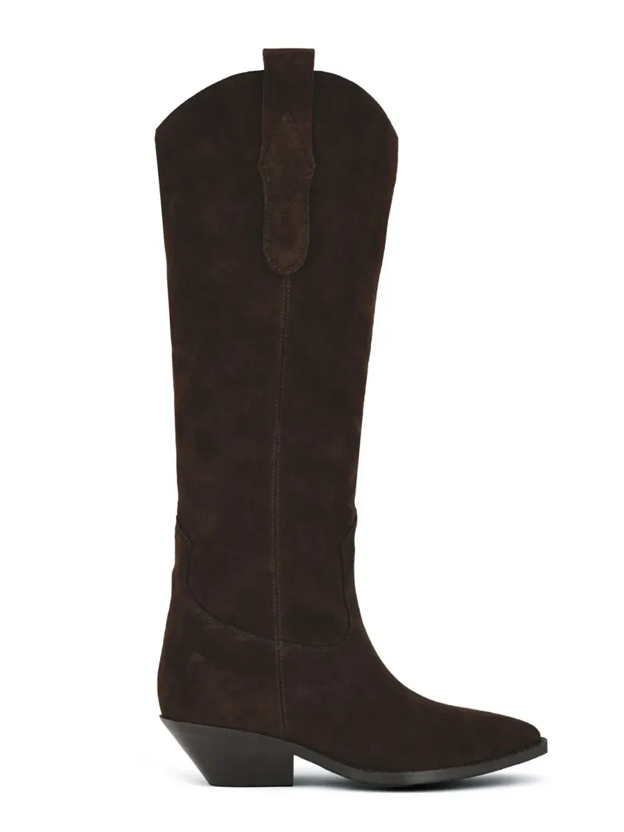 Ботинки с заостренным носком и низким каблуком Asken Western Nine West — изображение 2 из 5, темный коричневый