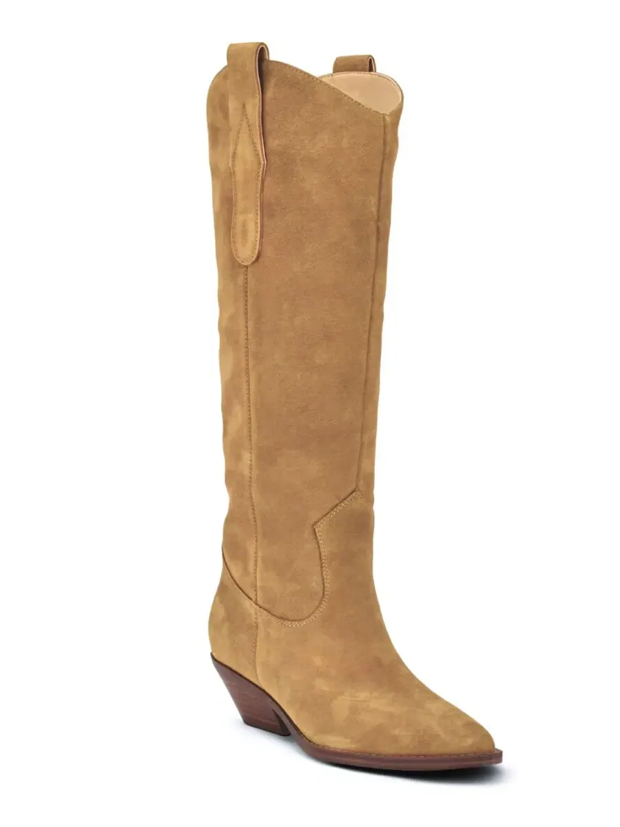 Женские сапоги Asken Western Block Heel с мысом-снип Nine West, Dark Natural Suede