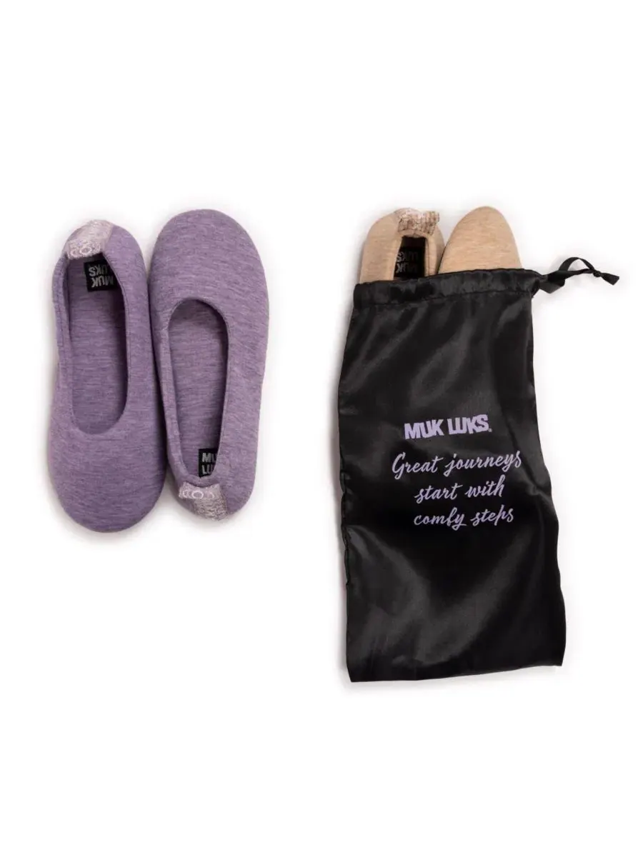Комплект из 2 пар дорожных тапочек MUK LUKS — изображение 4 из 4, фиолетовый
