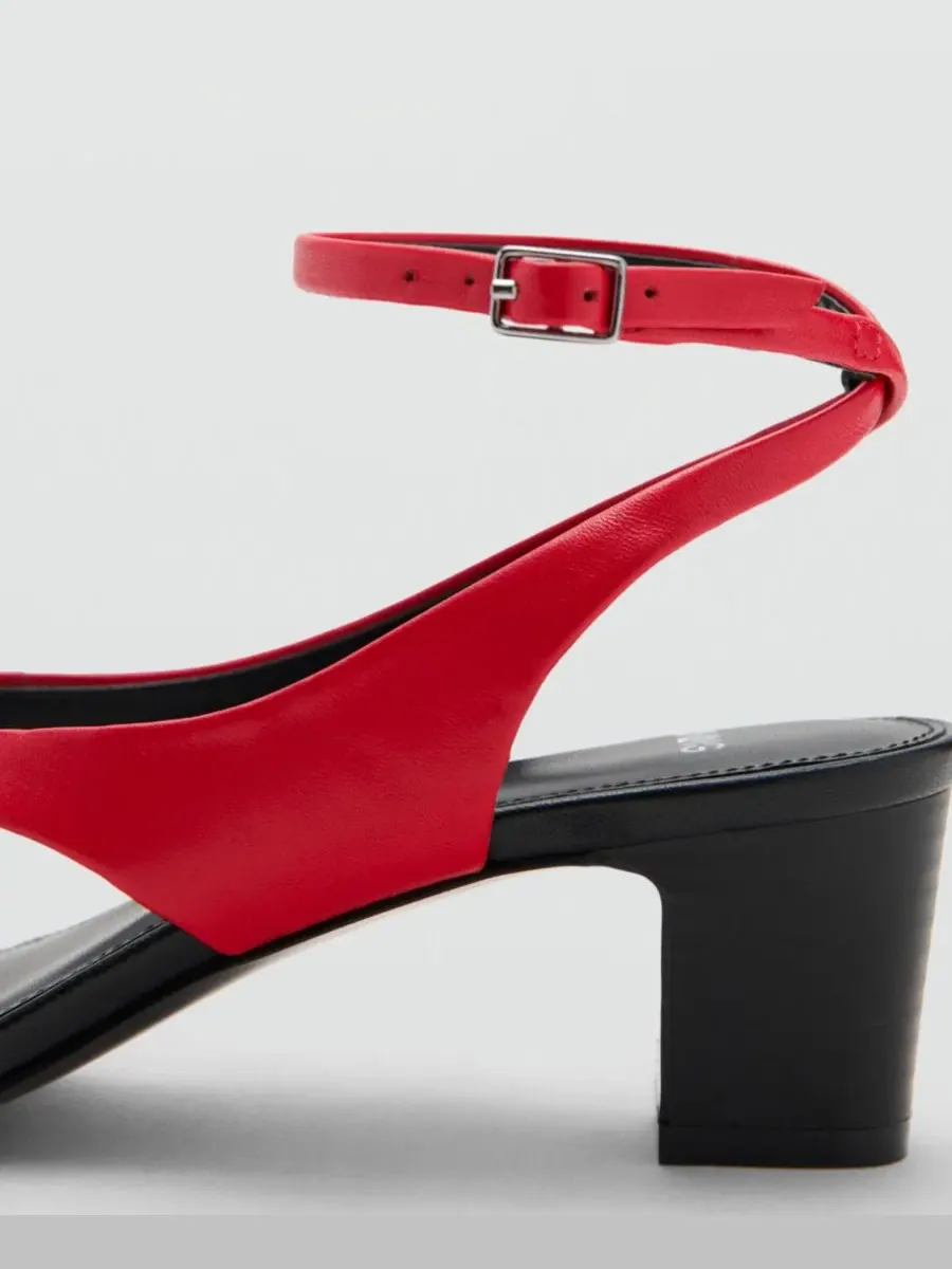 Босоножки на каблуке с ремешками, модель Straps Heeled MANGO — изображение 3 из 5, красный