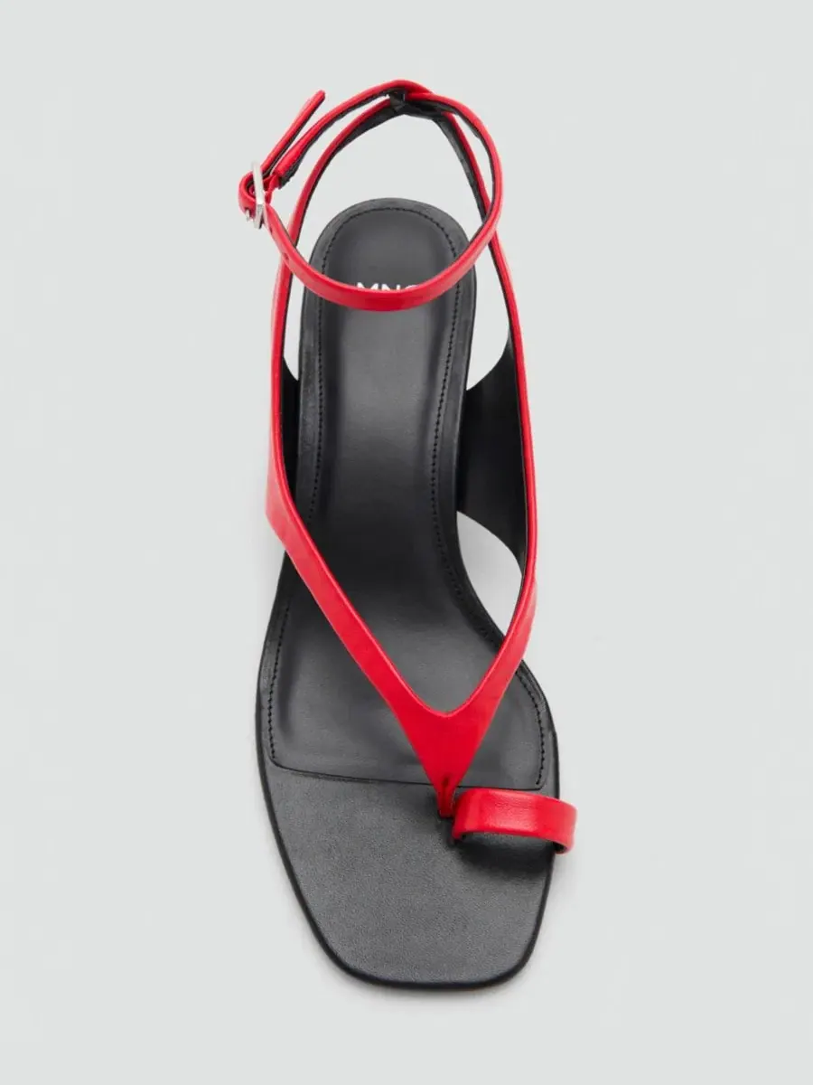 Босоножки на каблуке с ремешками, модель Straps Heeled MANGO — изображение 4 из 5, красный