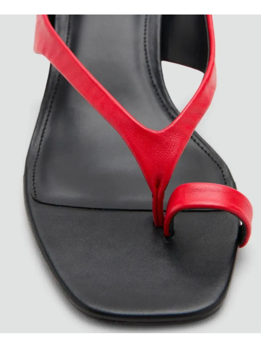 Босоножки на каблуке с ремешками, модель Straps Heeled MANGO — изображение 5 из 5, красный