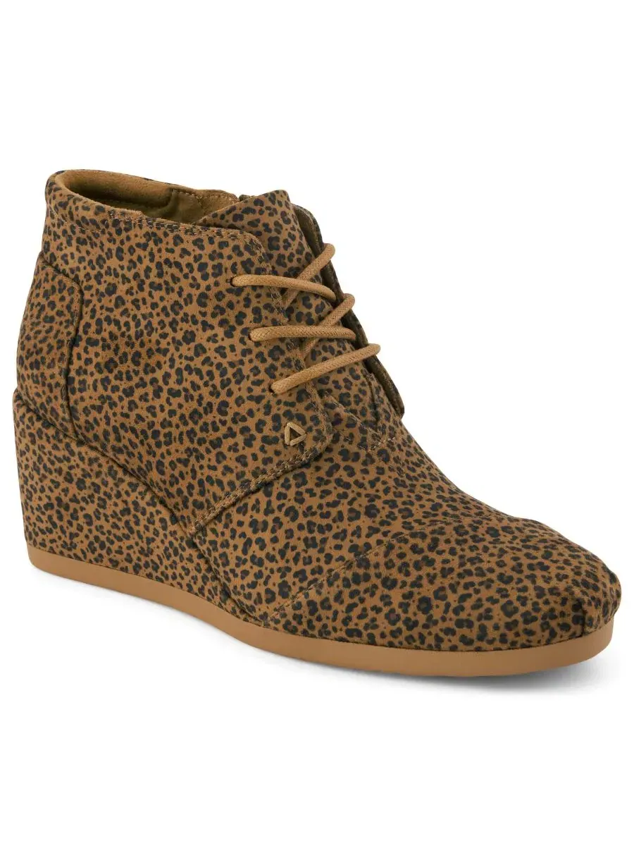 Ботинки на танкетке Desert Wedge Plus Lace-Up TOMS, Toffee Micro Leopard Print