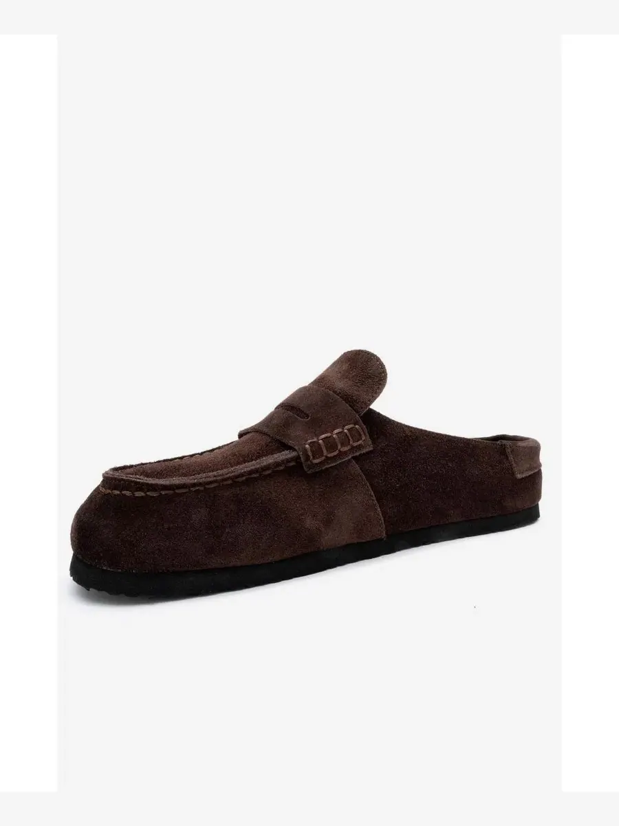 Женские мюли из замши с плоской подошвой Forever & Always Shoes — изображение 4 из 6, коричневый