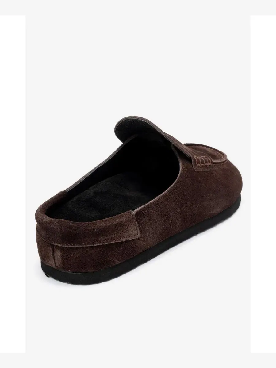 Женские мюли из замши с плоской подошвой Forever & Always Shoes — изображение 5 из 6, коричневый
