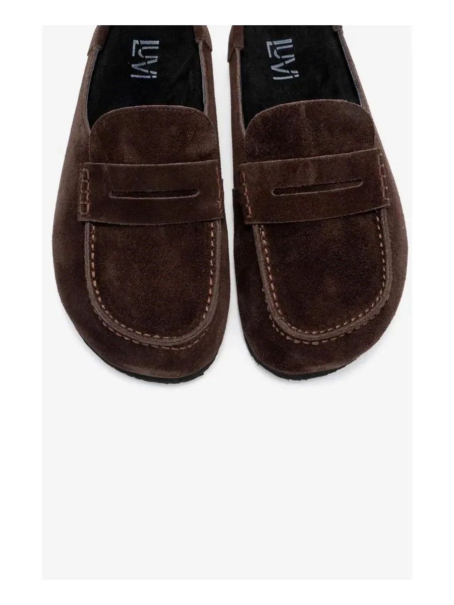 Женские мюли из замши с плоской подошвой Forever & Always Shoes — изображение 6 из 6, коричневый