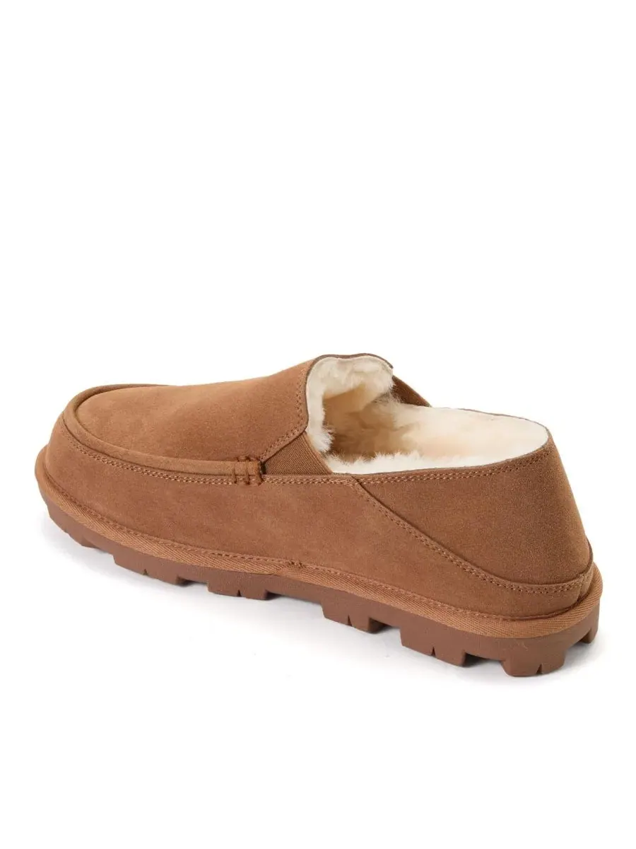 Мужские тапочки-лоферы Shepparton Loafer из замши с овчиной, водонепроницаемые Dearfoams — изображение 3 из 6, орех