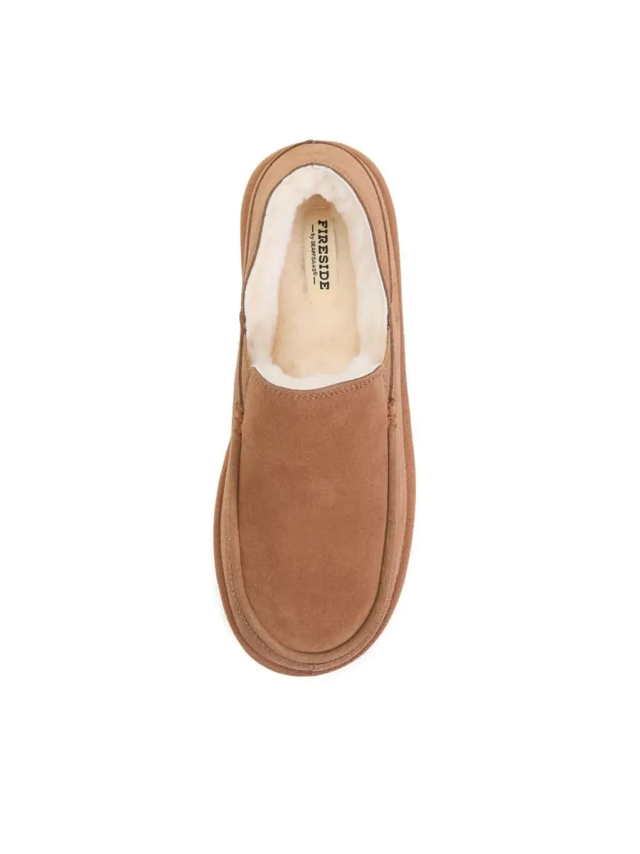 Мужские тапочки-лоферы Shepparton Loafer из замши с овчиной, водонепроницаемые Dearfoams — изображение 6 из 6, орех