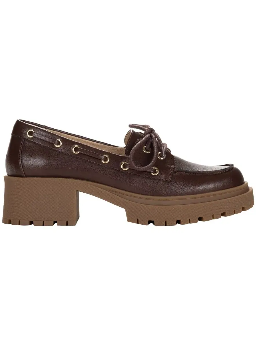 Лоферы Theraa Lug Sole Block Heel Wild Pair — изображение 2 из 5, коричневый
