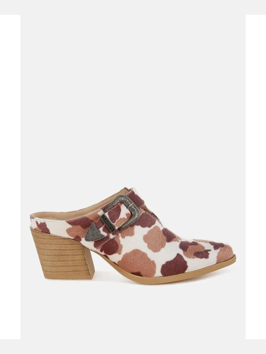 Мюли Nometa из искусственной замши с пряжками Rag & Co, Cow-print