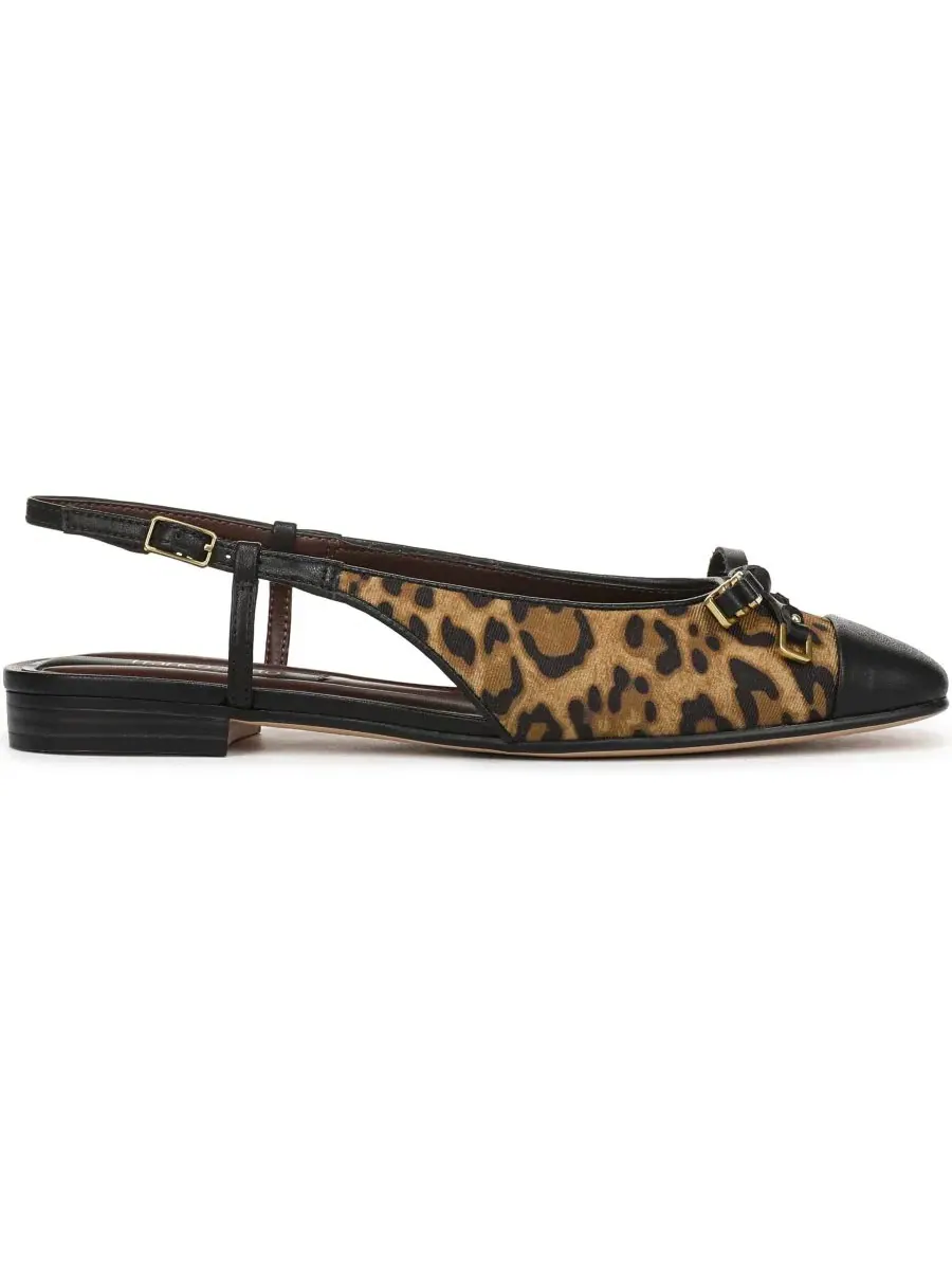 Туфли-лодочки Ethel Slingback Square Toe Dress Flats Franco Sarto, Camel Leopard Faux Leather — изображение 2 из 5