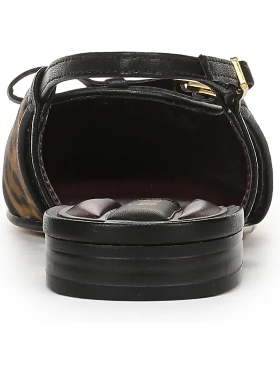 Туфли-лодочки Ethel Slingback Square Toe Dress Flats Franco Sarto, Camel Leopard Faux Leather — изображение 3 из 5