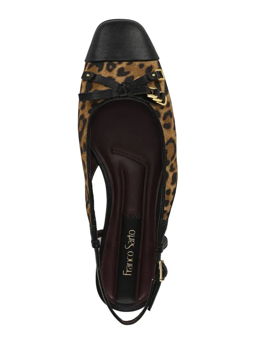 Туфли-лодочки Ethel Slingback Square Toe Dress Flats Franco Sarto, Camel Leopard Faux Leather — изображение 4 из 5