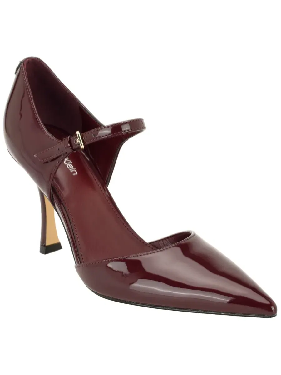 Туфли-лодочки Brynia с острым мысом и ремешком на каблуке-шпильке Calvin Klein, True Garnet Patent — изображение 1 из 5