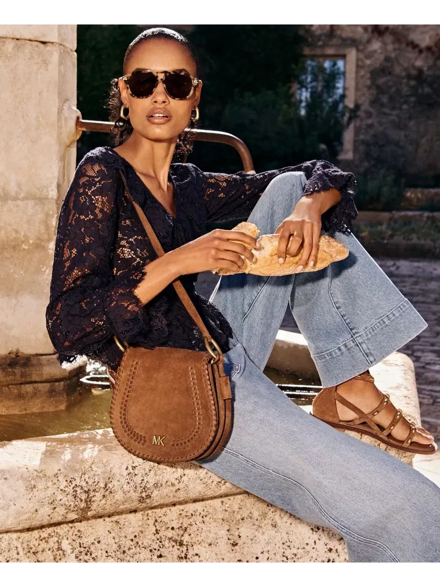 Женские сандалии-гладиаторы Noa с открытым носком на плоской подошве Michael Kors, Luggage Suede — изображение 7 из 10