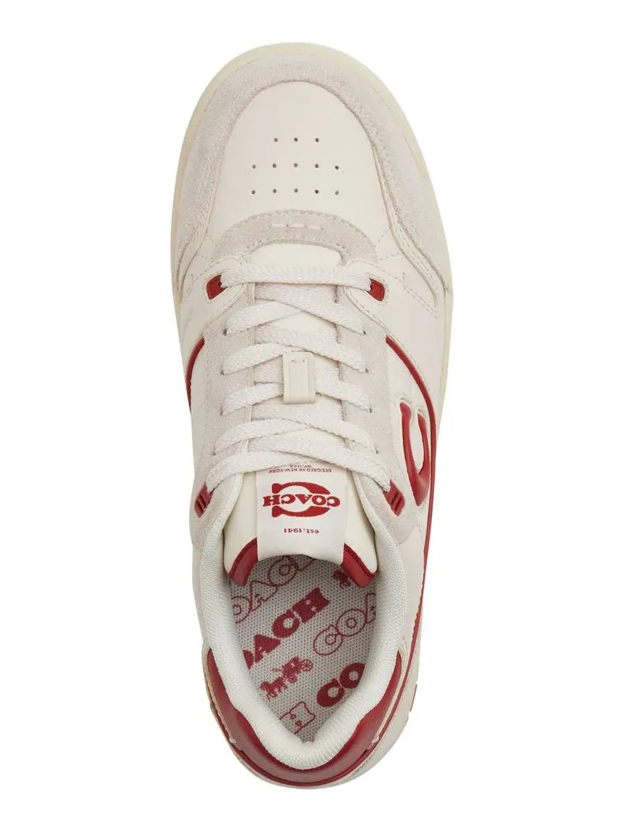 Кроссовки женские с шнуровкой SoHo Lace-Up COACH, Chalk Poppy Suede — изображение 4 из 5