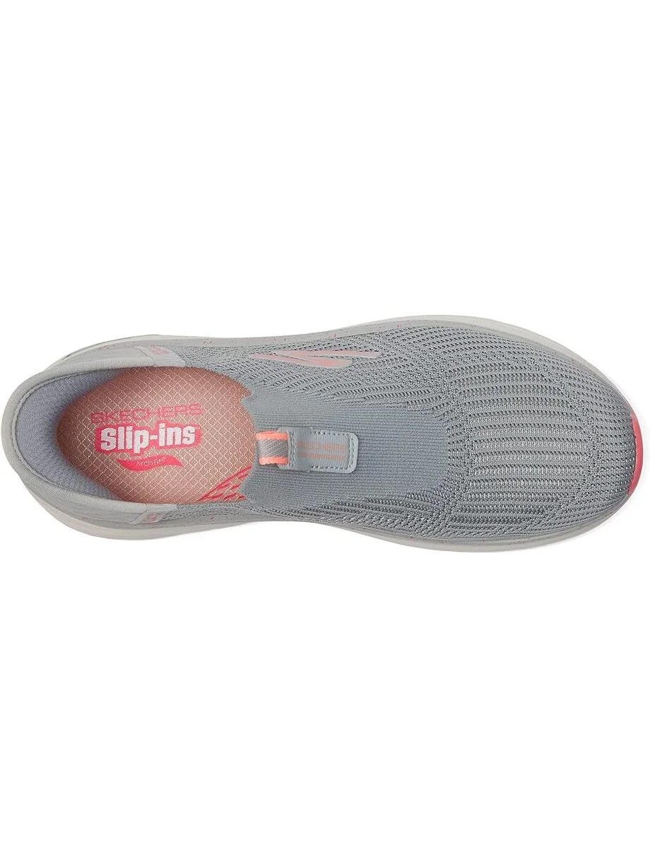 Кроссовки SKECHERS Max Cushioning Arch Fit Fluidity Hands Free Slip-Ins — изображение 2 из 4, серый/розовый