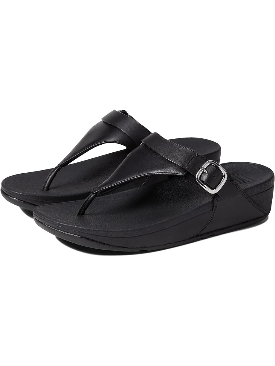 Сандалии FitFlop Lulu Adjustable Leather Toe Post Sandals — черный