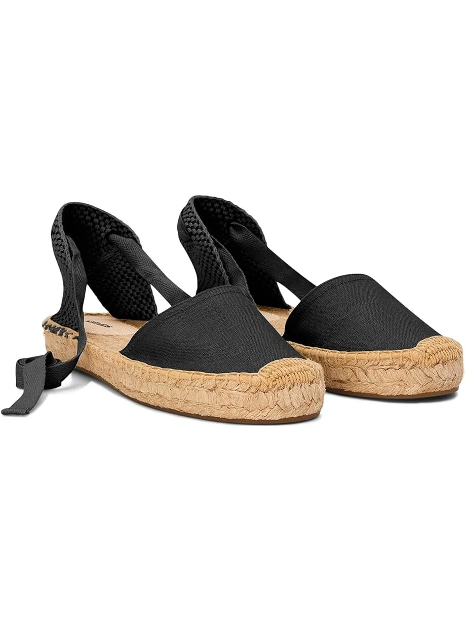 Туфли на плоской подошве Soludos Lauren Lace Up Espadrille — черный