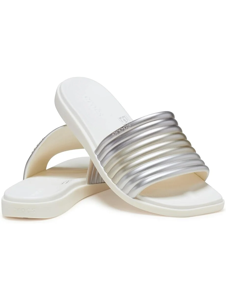 Сандалии Crocs Miami Slide Sandals, цвет Metallic Chalk — 1