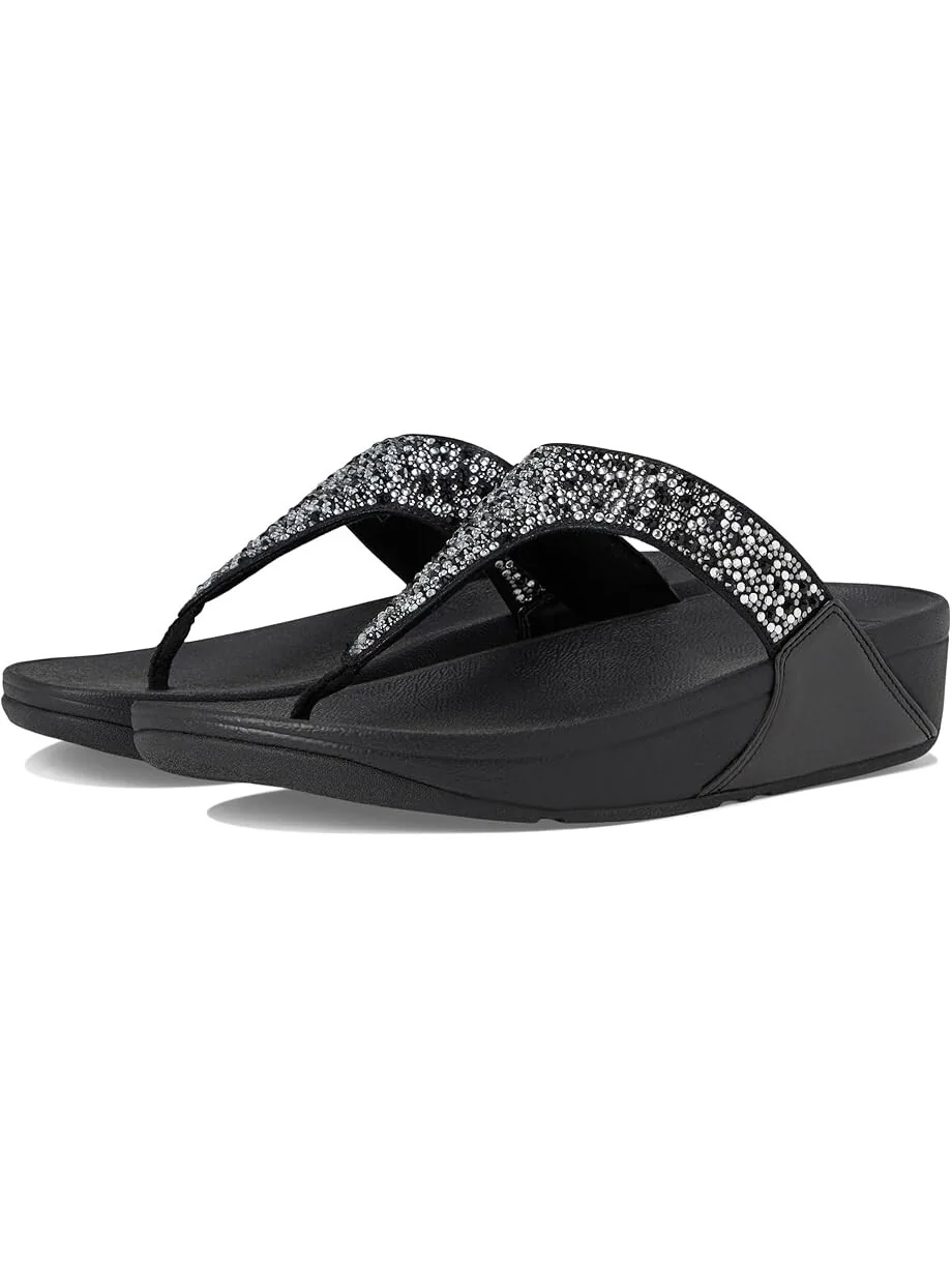 Сандалии FitFlop Lulu Crystal-Mix Toe-Post Sandals — черный