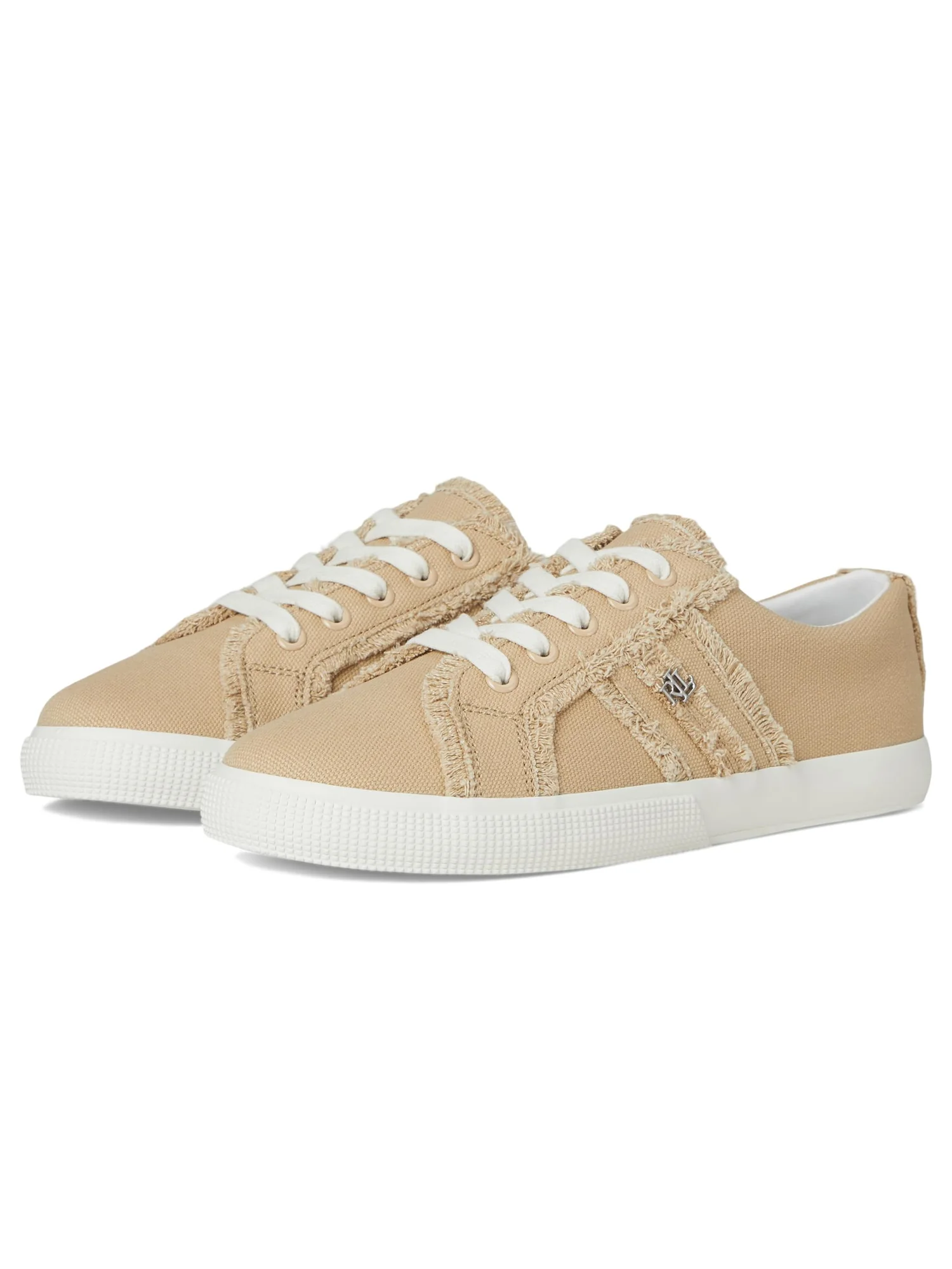 Кроссовки Lauren Ralph Lauren Janson Frayed Canvas Sneakers — бежевый