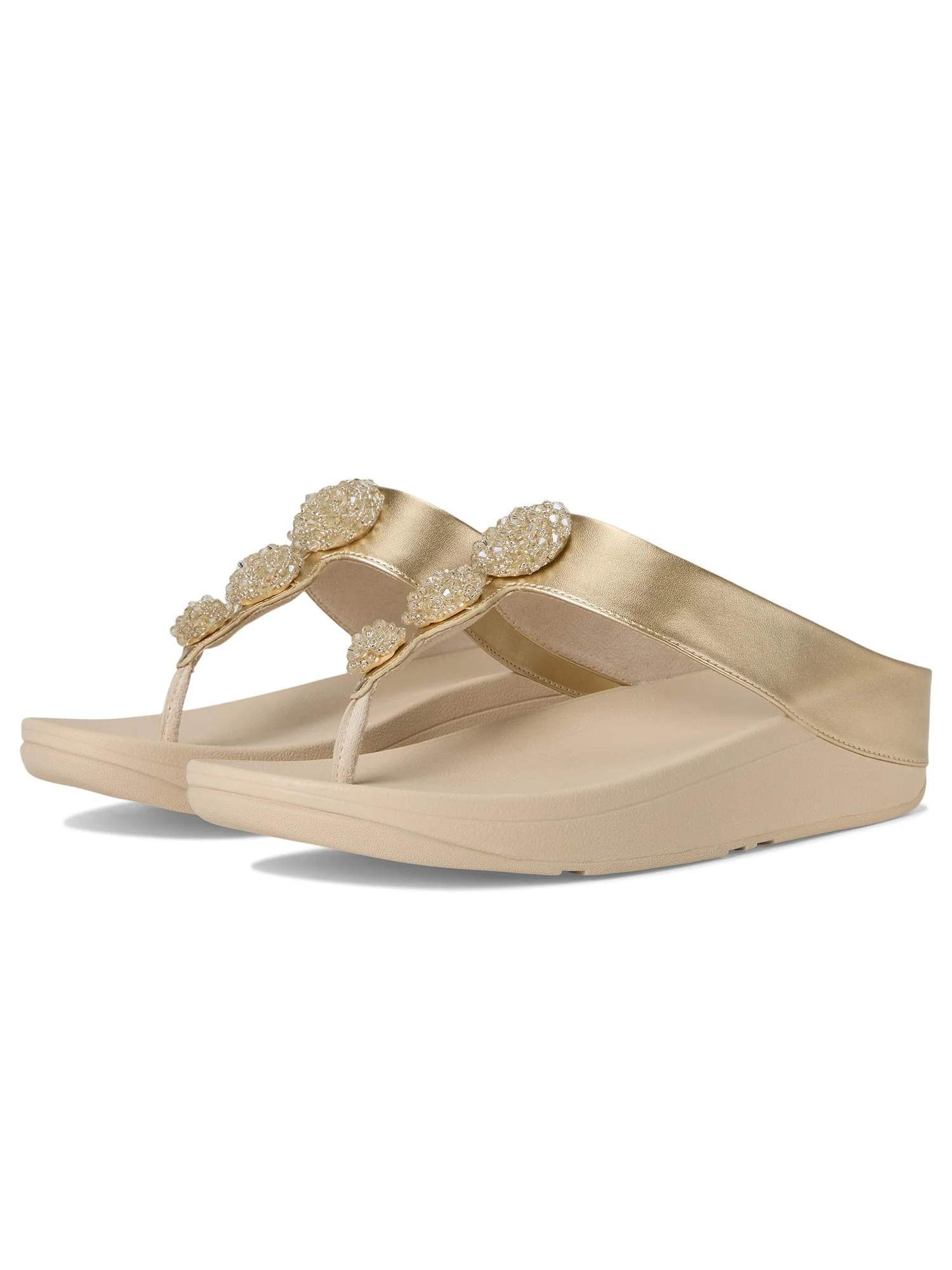 Сандалии FitFlop Fino Beadie-Button Metallic Toe-Post Sandals — 1