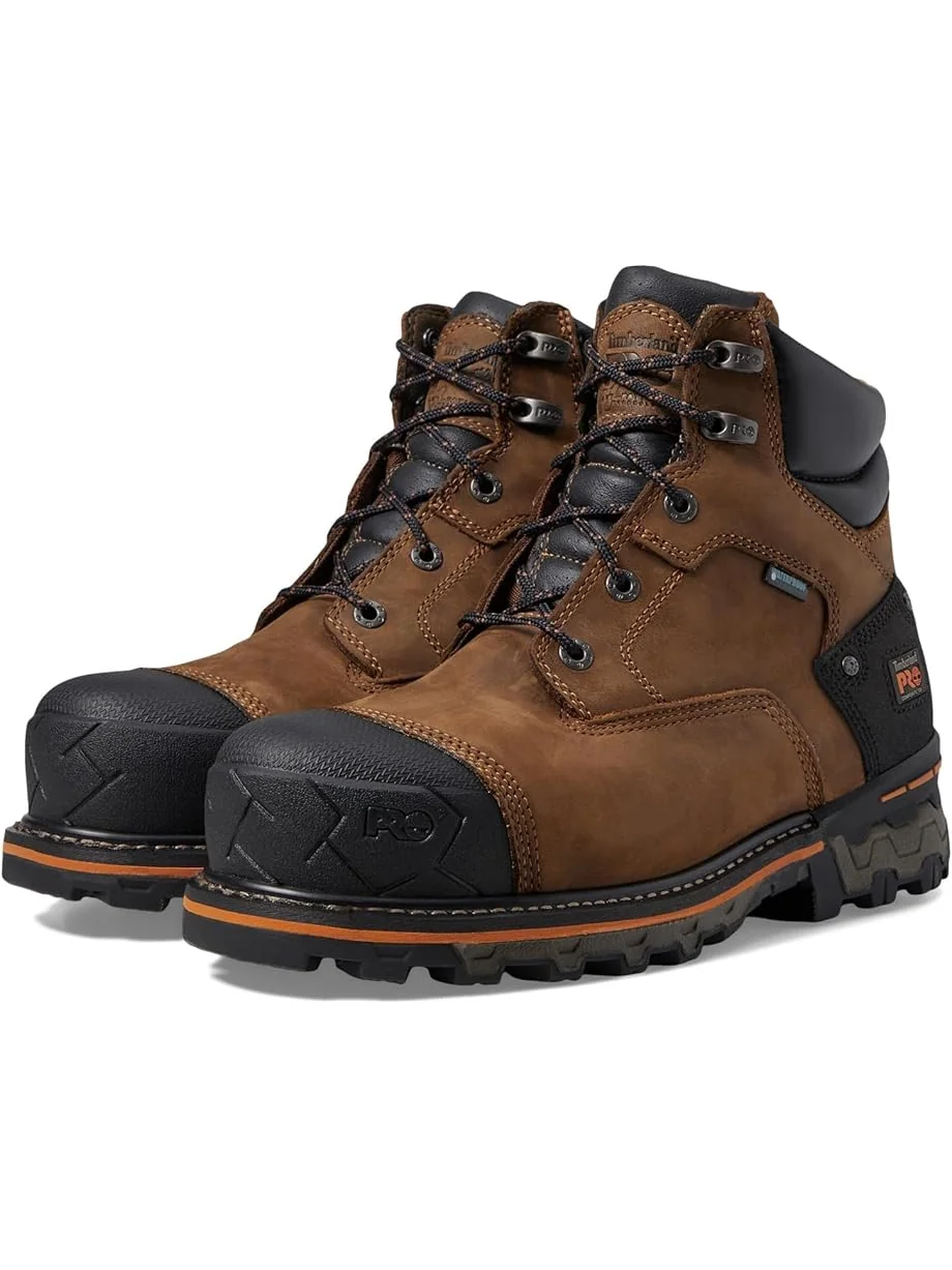 Мужские ботинки Timberland PRO Boondock водонепроницаемые кожаные коричневые — 1