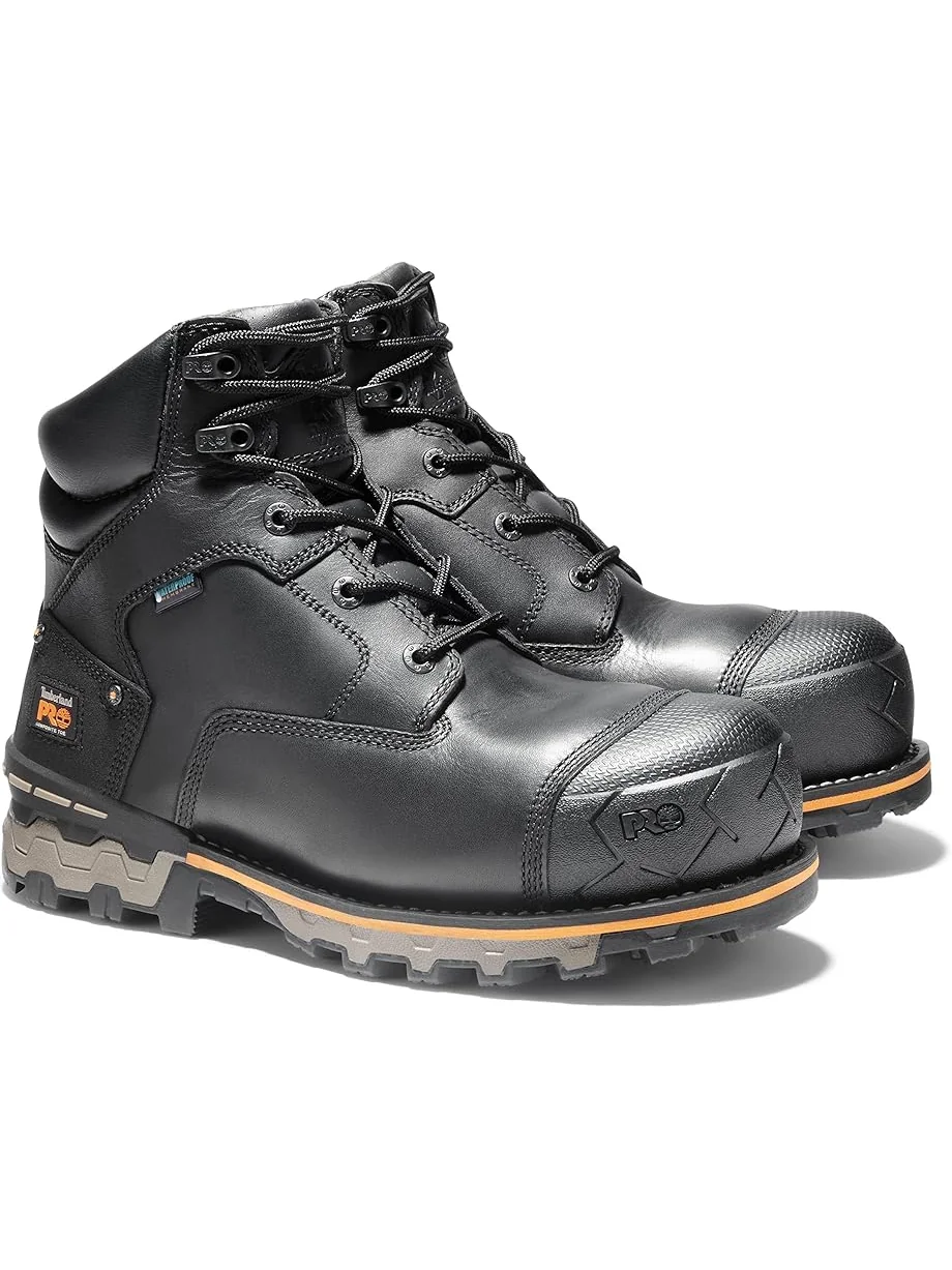 Ботинки мужские Timberland PRO Boondock Водонепроницаемые Кожаные Композитный Защитный Носок Черные — 6