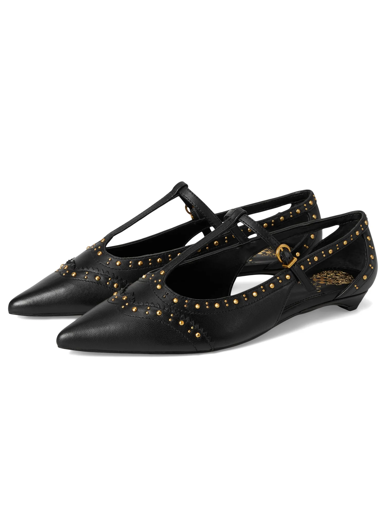 Балетки Vince Camuto Valkie Studded Kitten Heel T-strap Flat Mule — 1