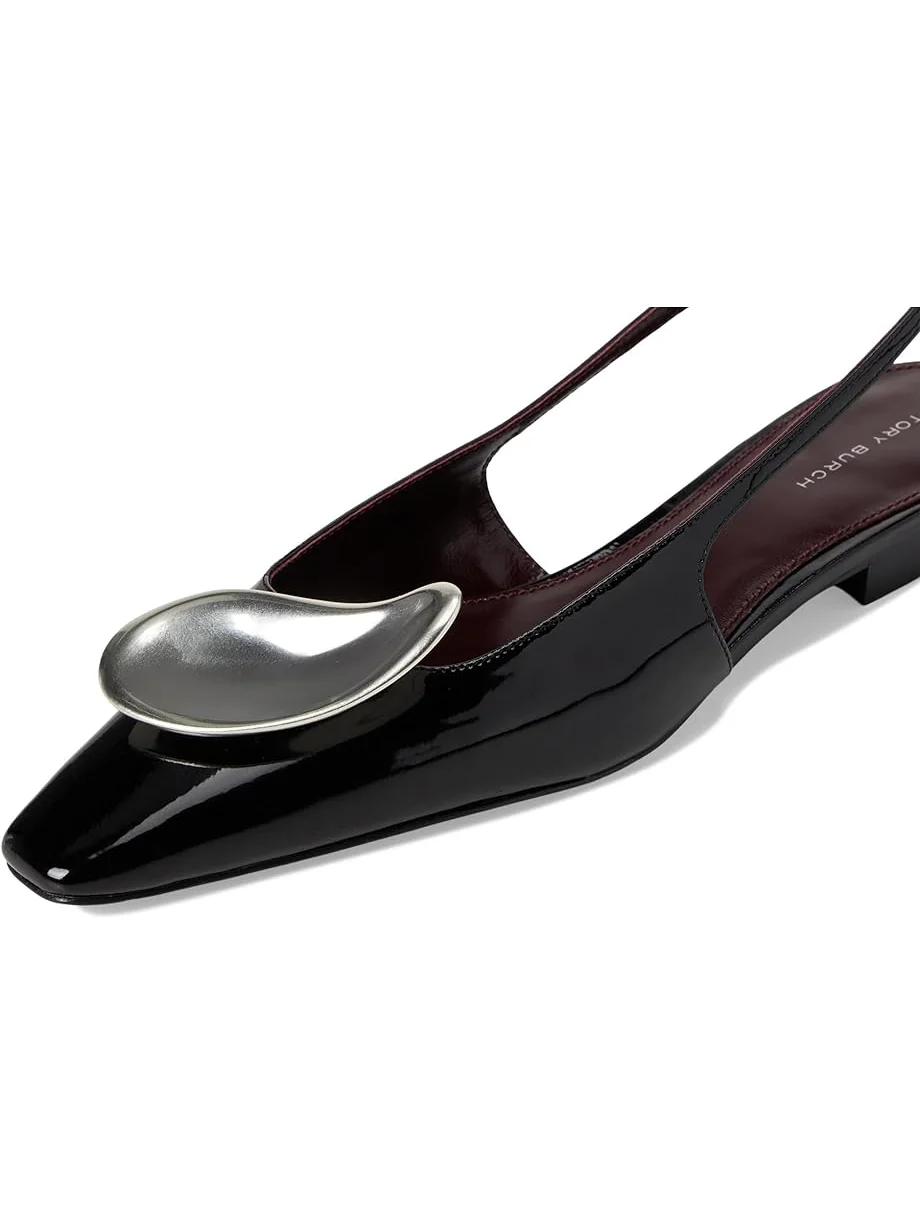 Балетки Tory Burch Patos Slingback — изображение 6 из 7, черный/серебристый