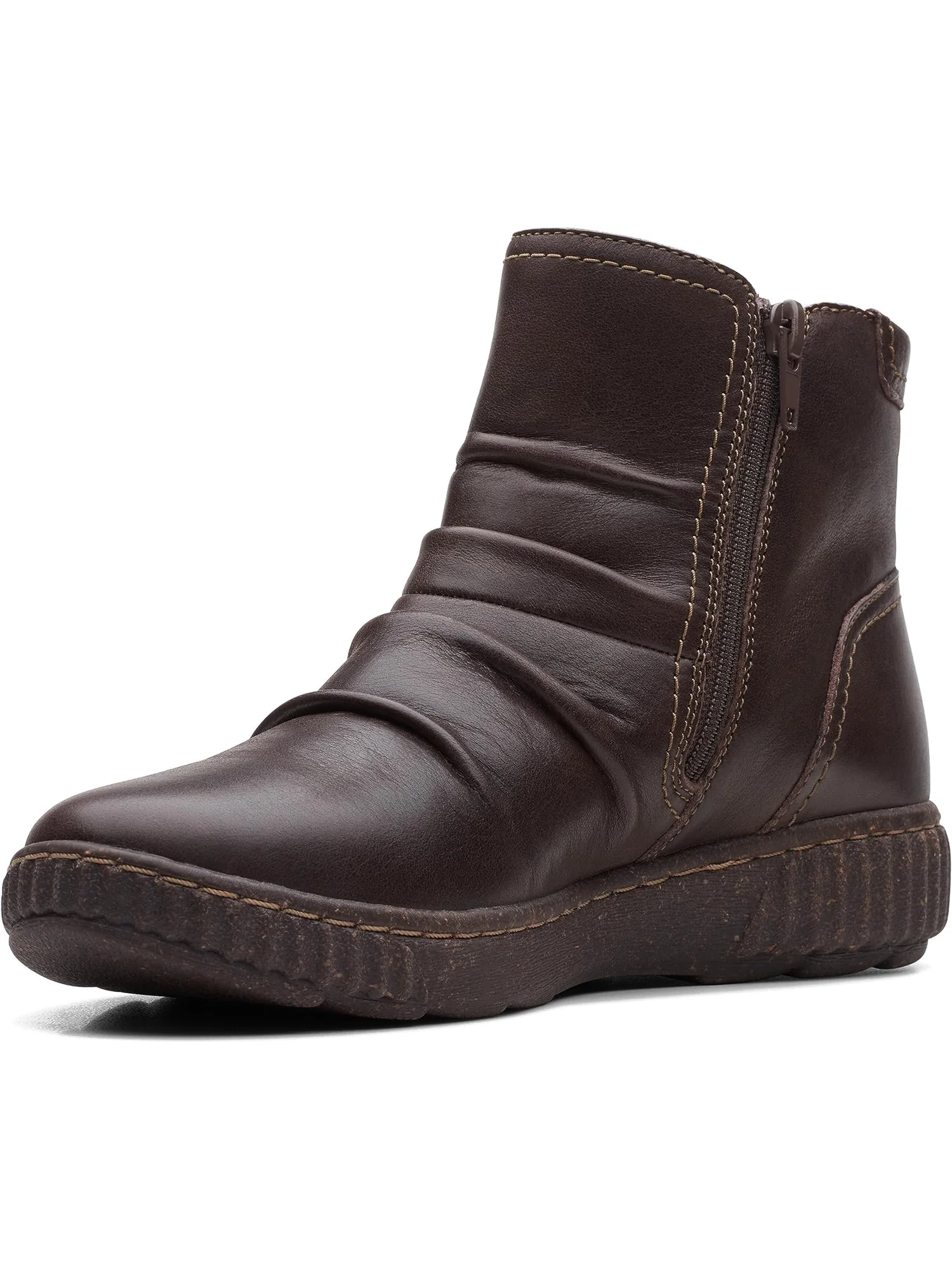 Ботинки женские Clarks Caroline Orchid кожаные со сборкой — 1
