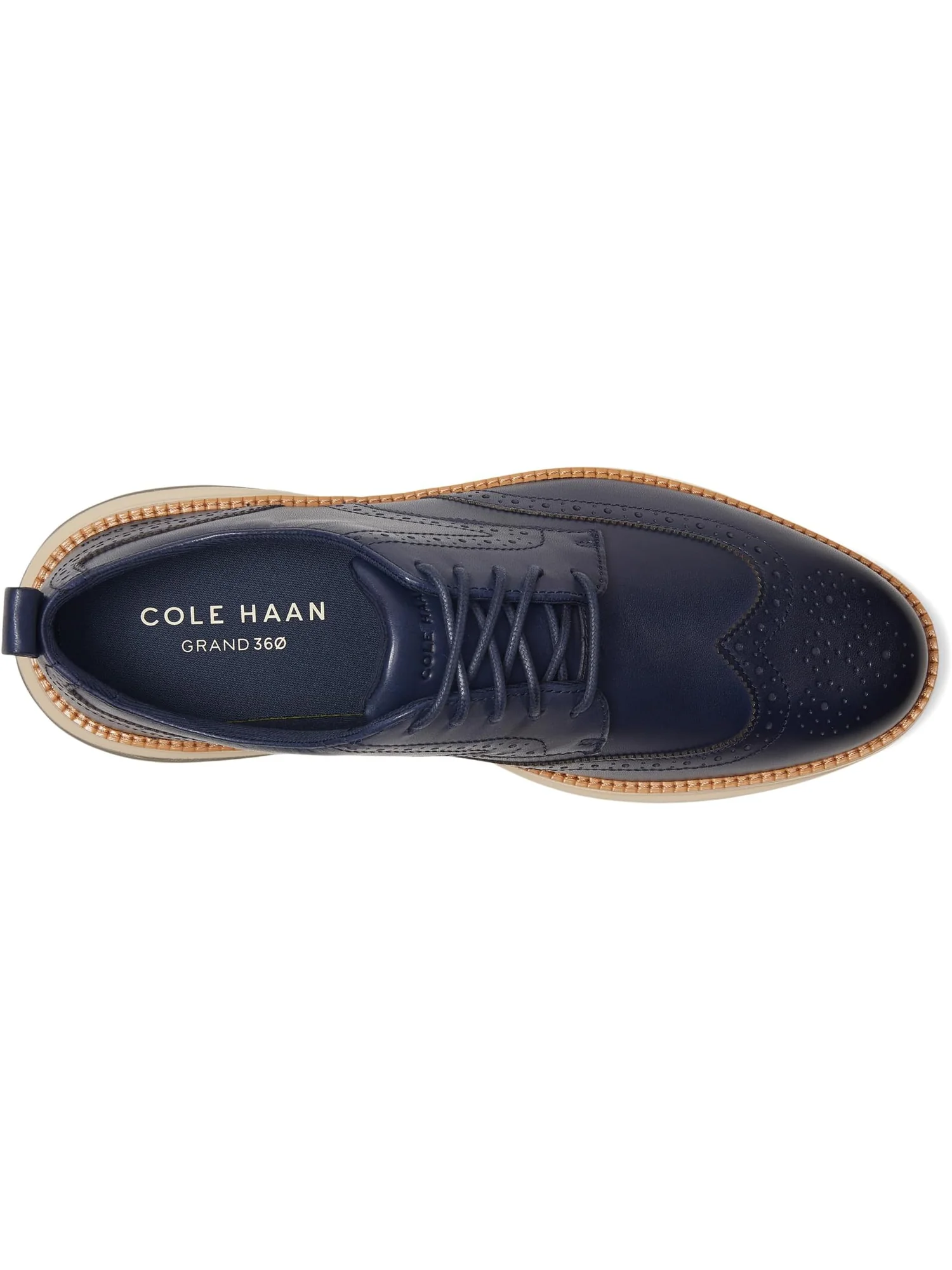 Оксфорды Cole Haan Grand Hurrion Wing Tip Oxford, цвет Midnight Moon/Irish Coffee/Oat — 2