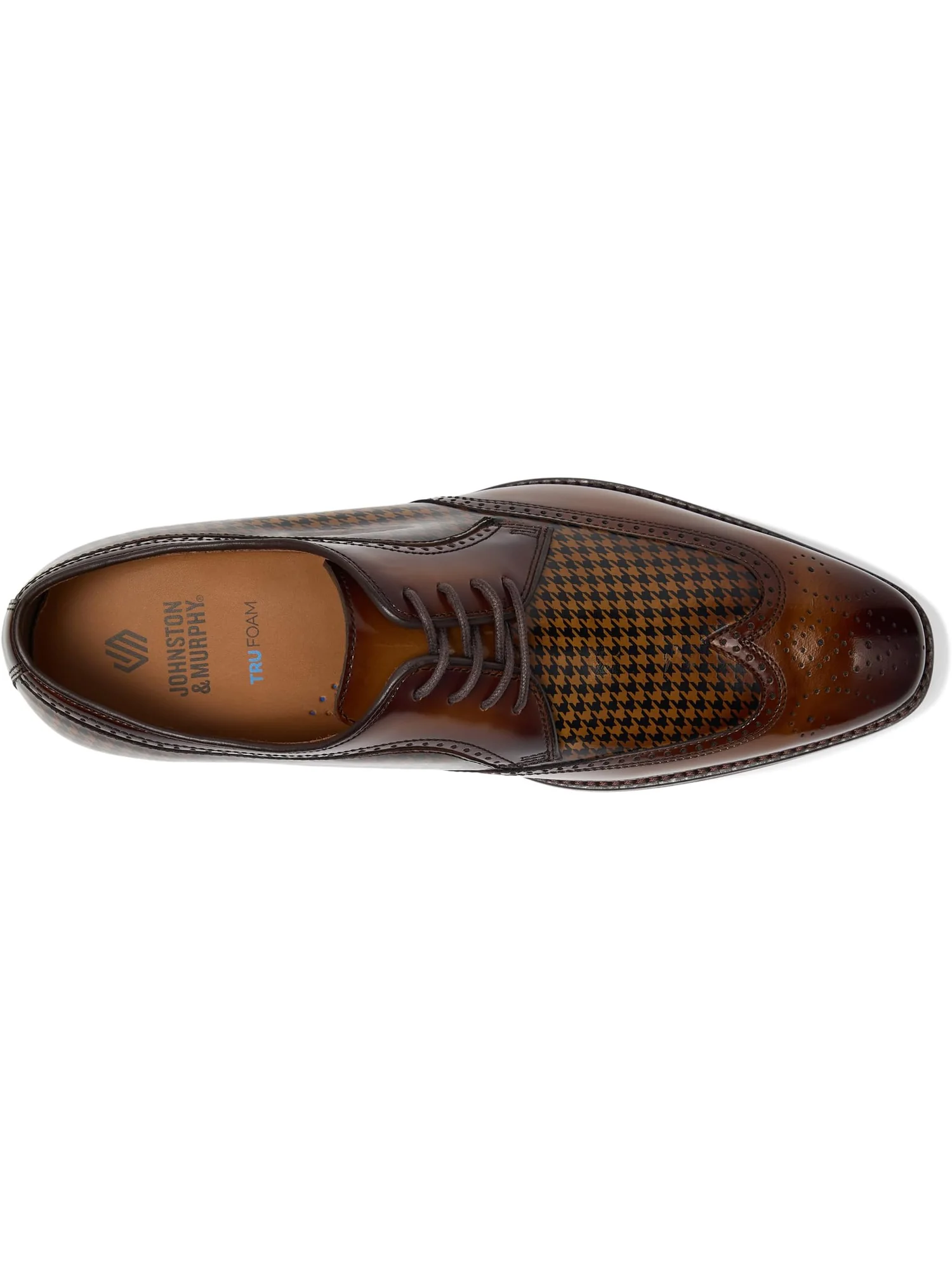 Оксфорды Johnston & Murphy Sullivan Wingtip, цвет Mahogany Brush-off Houndstooth Calfskin — 2