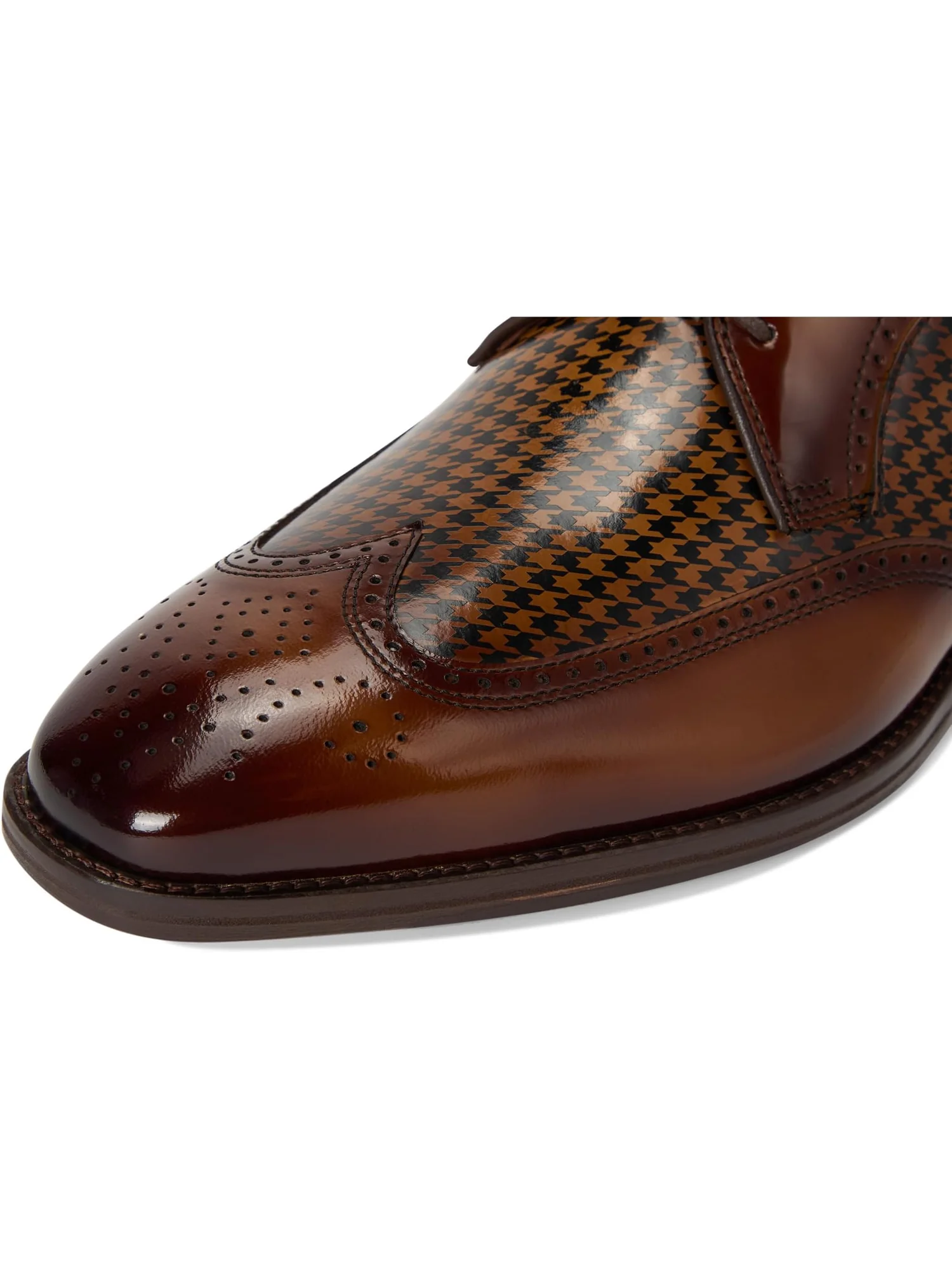 Оксфорды Johnston & Murphy Sullivan Wingtip, цвет Mahogany Brush-off Houndstooth Calfskin — 6