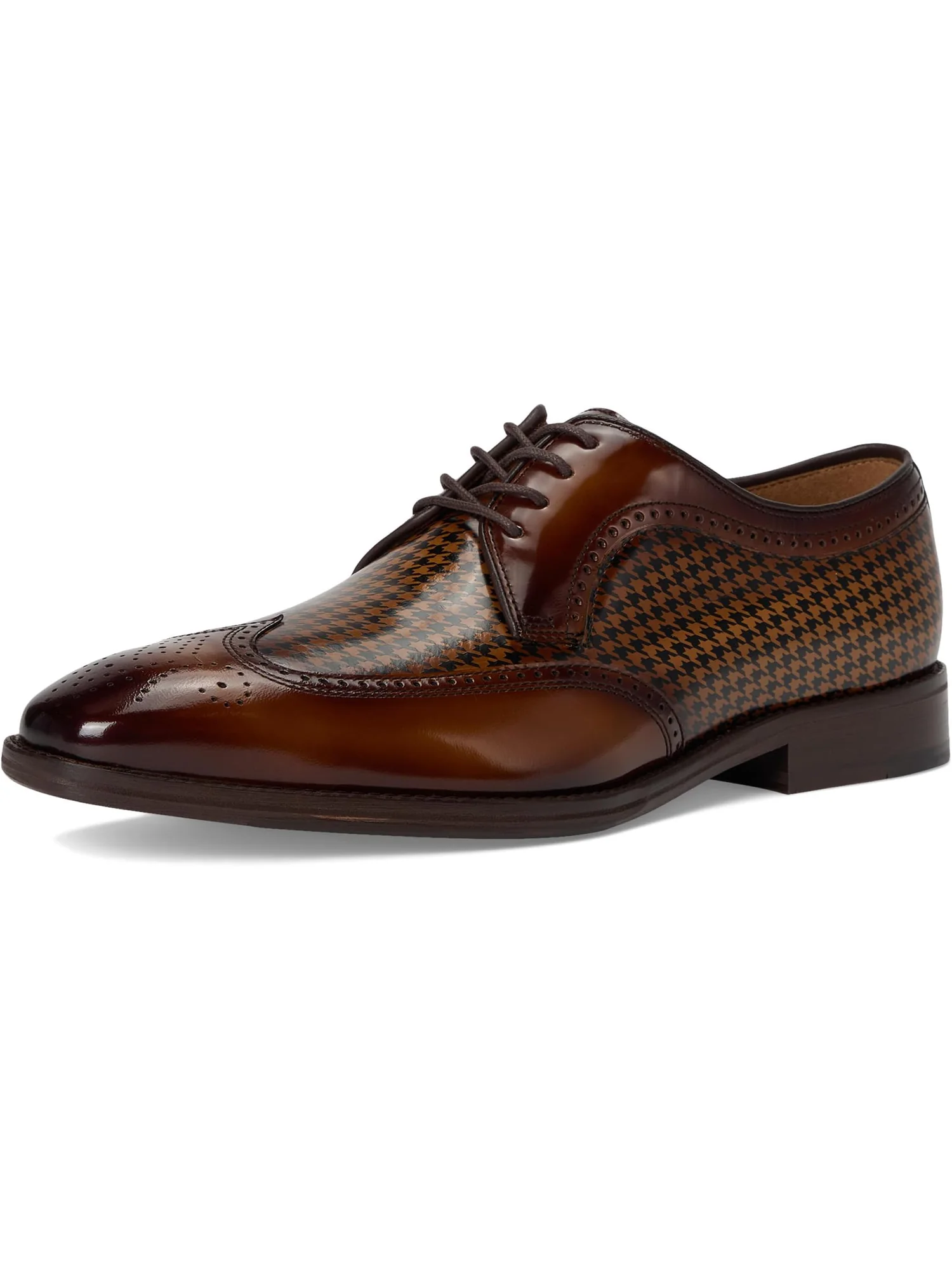 Оксфорды Johnston & Murphy Sullivan Wingtip, цвет Mahogany Brush-off Houndstooth Calfskin — 7