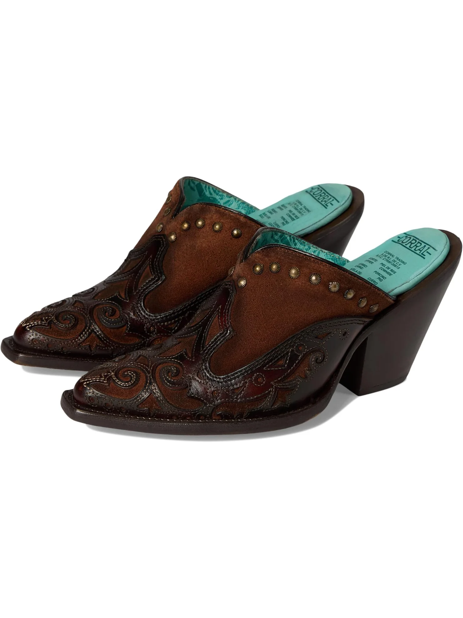 Туфли Corral Boots Lady Inlay & Embroidery & Studs Mule — 1