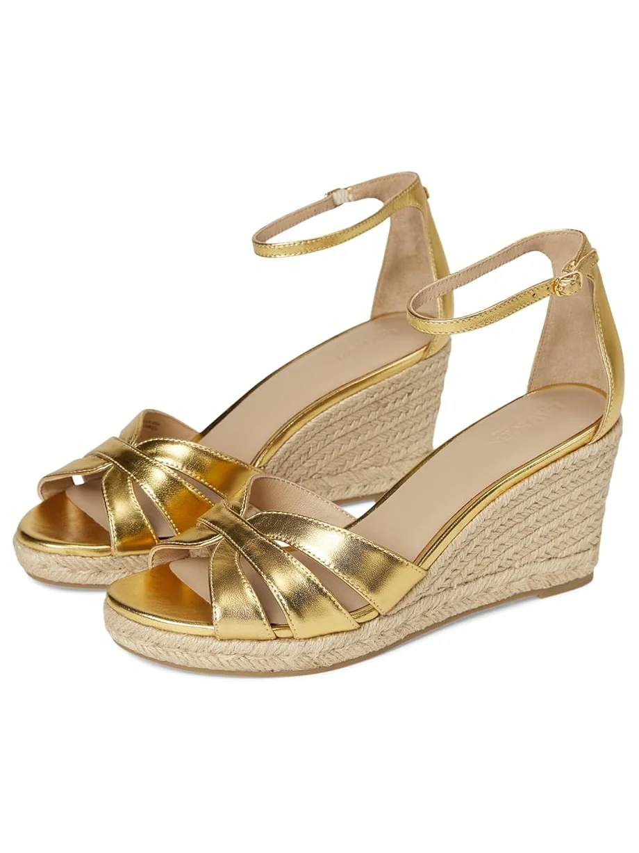 Женские босоножки на каблуке Lauren Ralph Lauren Nellie Metallic Nappa Leather Espadrille — 1