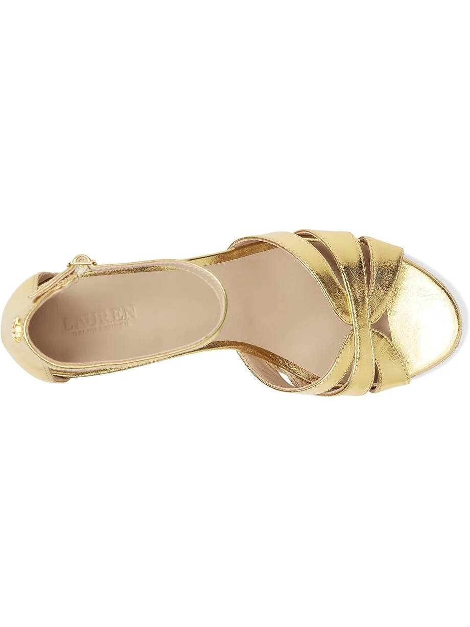 Женские босоножки на каблуке Lauren Ralph Lauren Nellie Metallic Nappa Leather Espadrille — 2