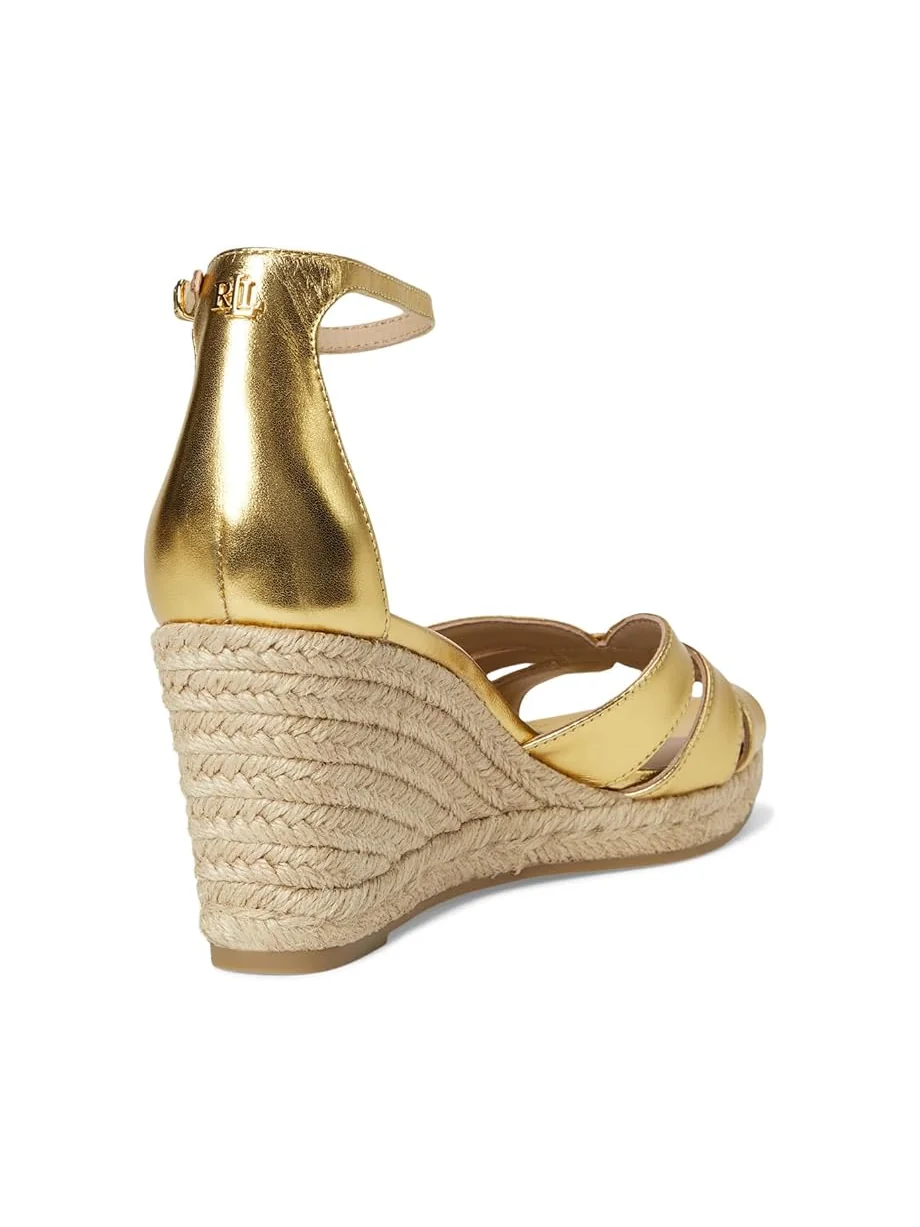 Женские босоножки на каблуке Lauren Ralph Lauren Nellie Metallic Nappa Leather Espadrille — 5