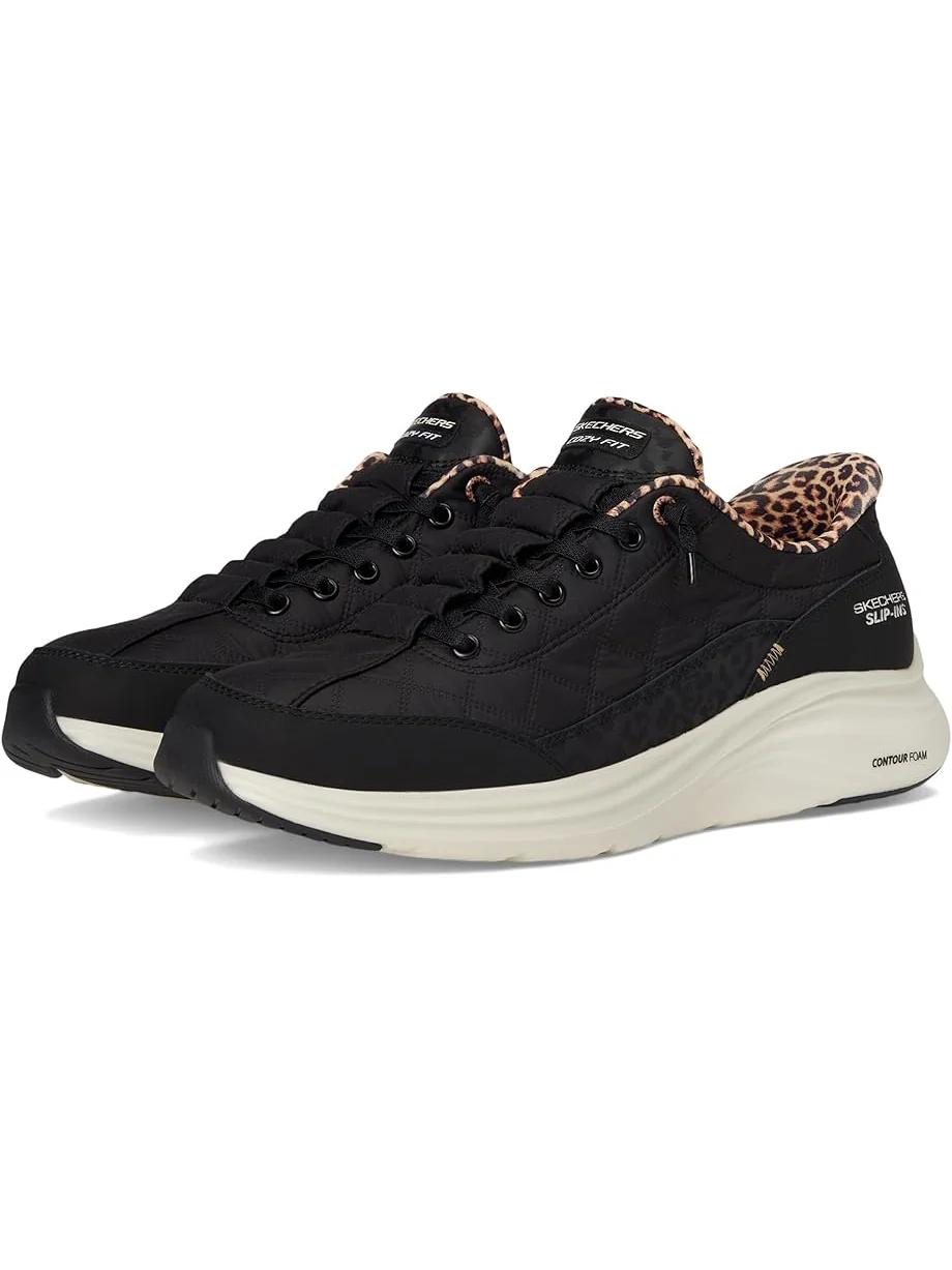 Женские кроссовки SKECHERS Contour Foam Cozy Fit Hands Free Slip-Ins Leopard Dream — 1