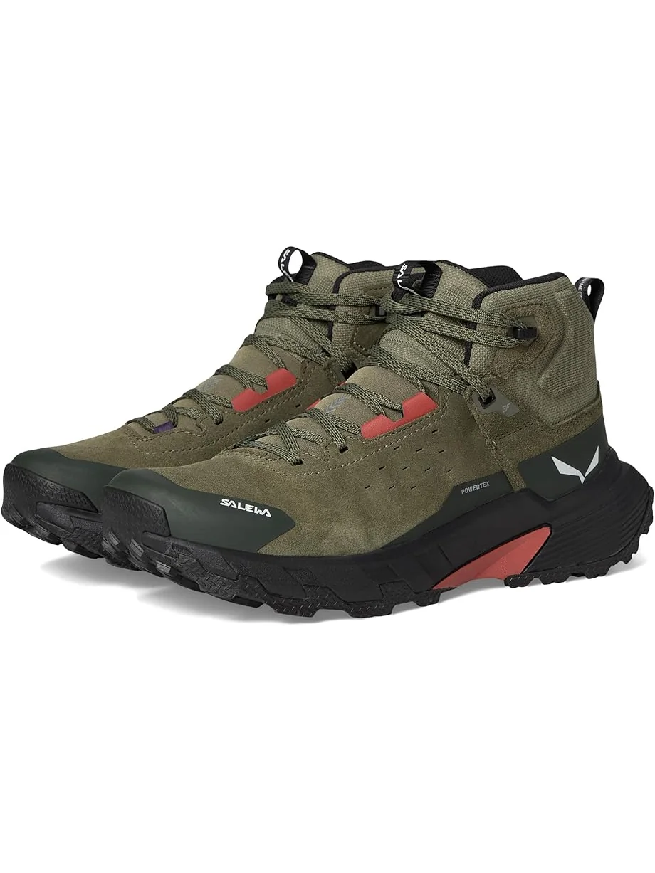 Женские треккинговые ботинки SALEWA Pedroc 2 Leather Mid PTX — зеленый