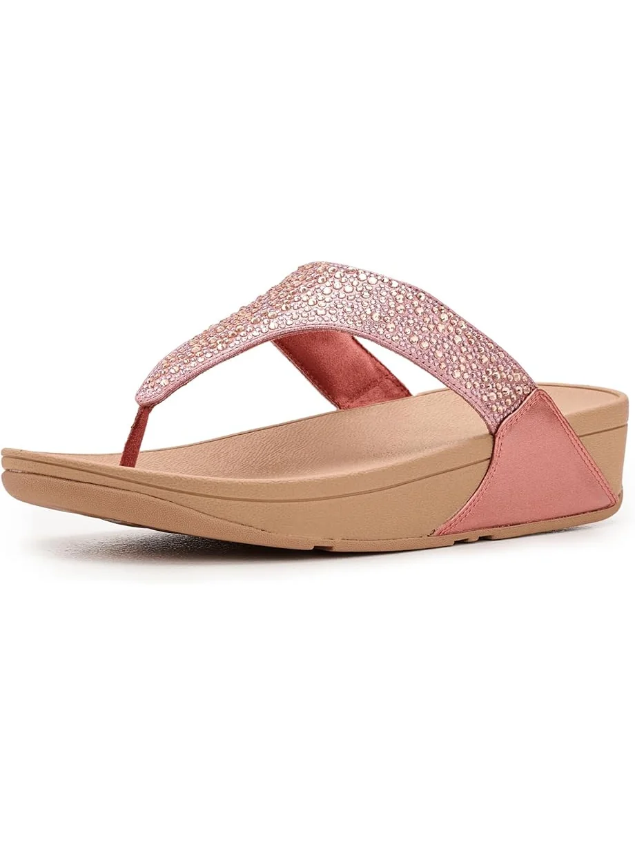 Женские босоножки FitFlop Lulu Crystal-Mix Metallic Toe-Post на каблуке — 1