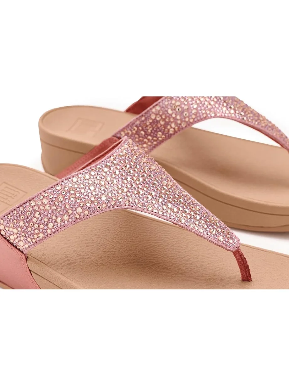 Женские босоножки FitFlop Lulu Crystal-Mix Metallic Toe-Post на каблуке — 6