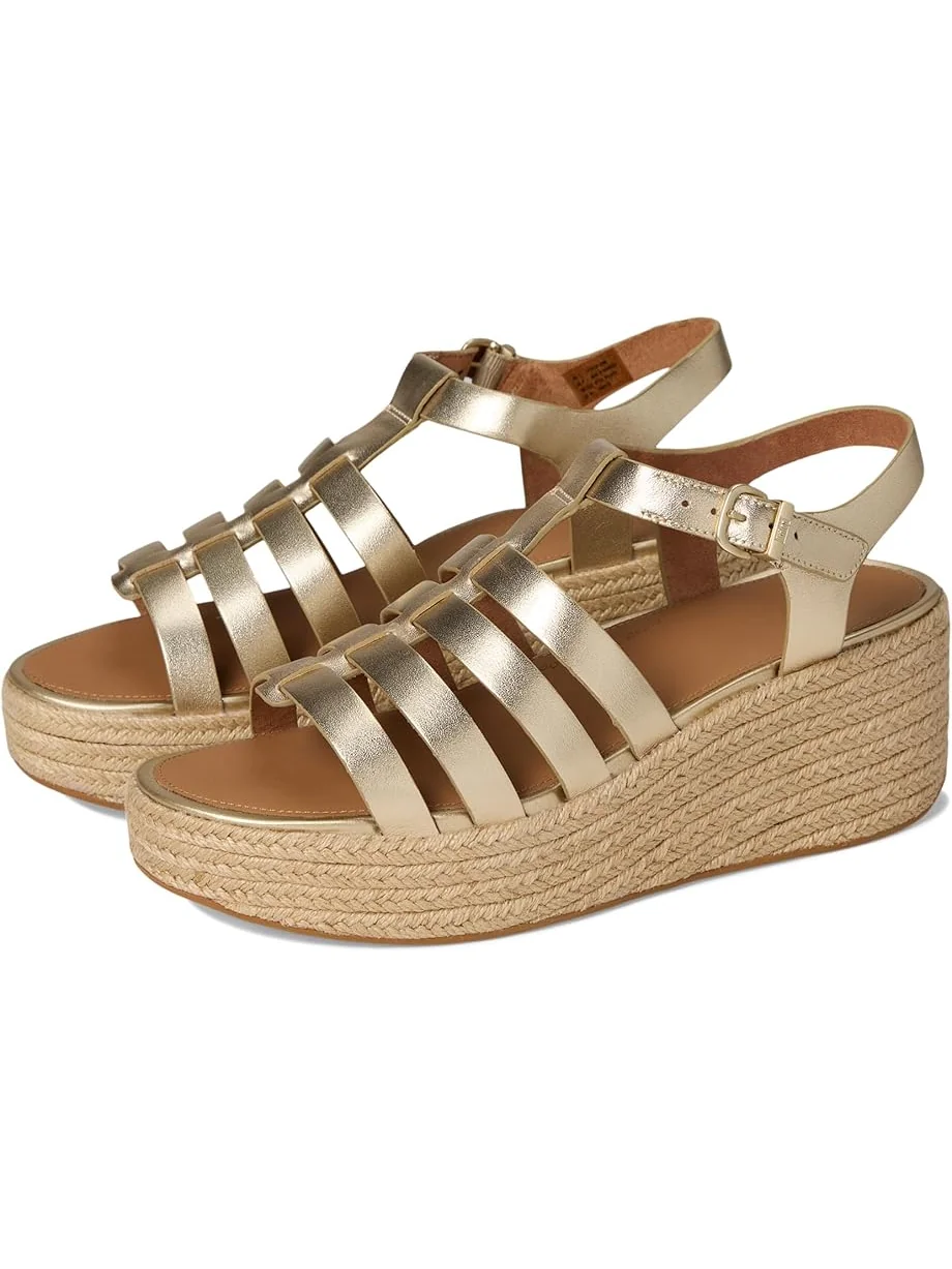 Женские сандалии-эспадрильи FitFlop Platfforms Espadrille Leather Fisherman Wedge — 1